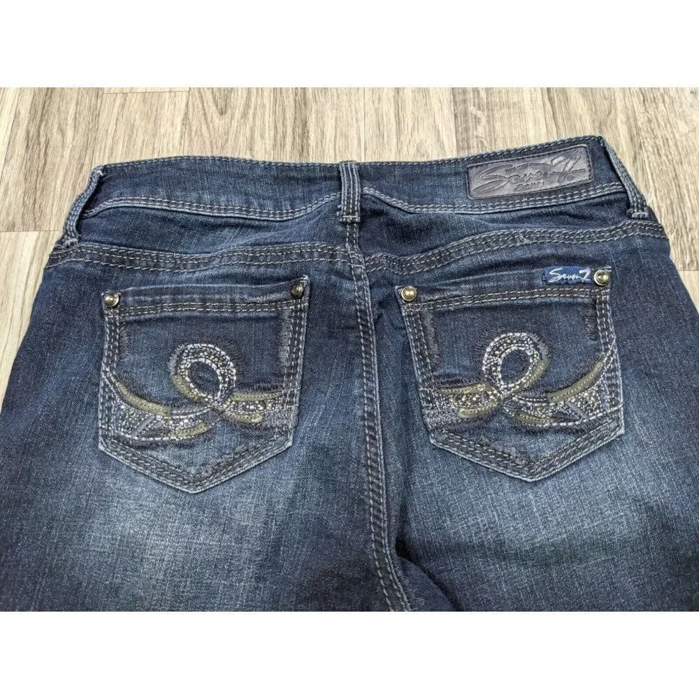 Seven‎ 7 Womens Size 4 Skinny Embroidered Studs Denim Blue Jeans